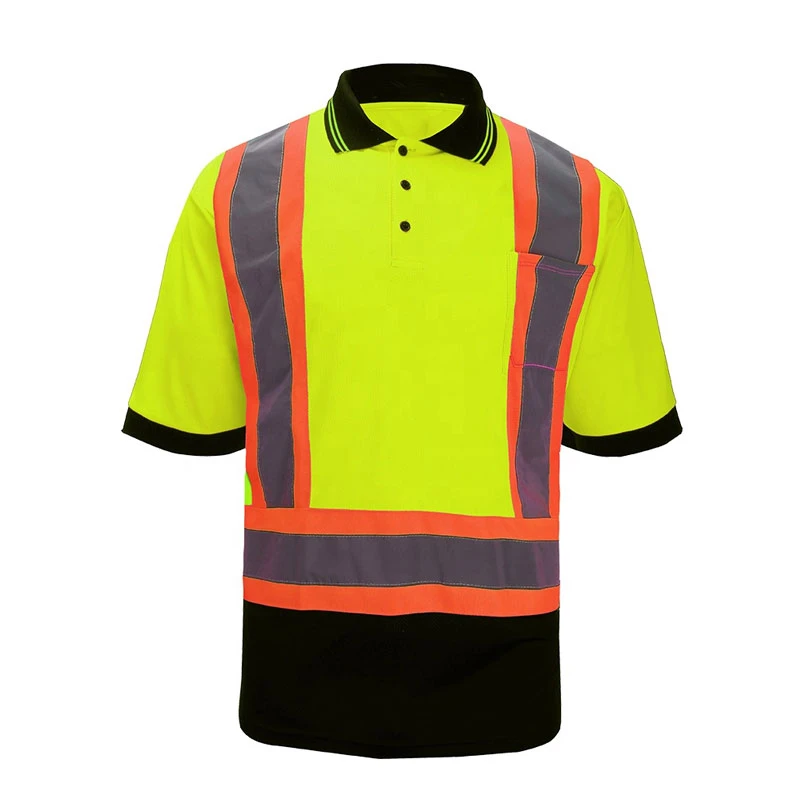 High Visibility Polo T Shirt In Tape Working Security Work Top Reflective Polo Shirt For Work Wear