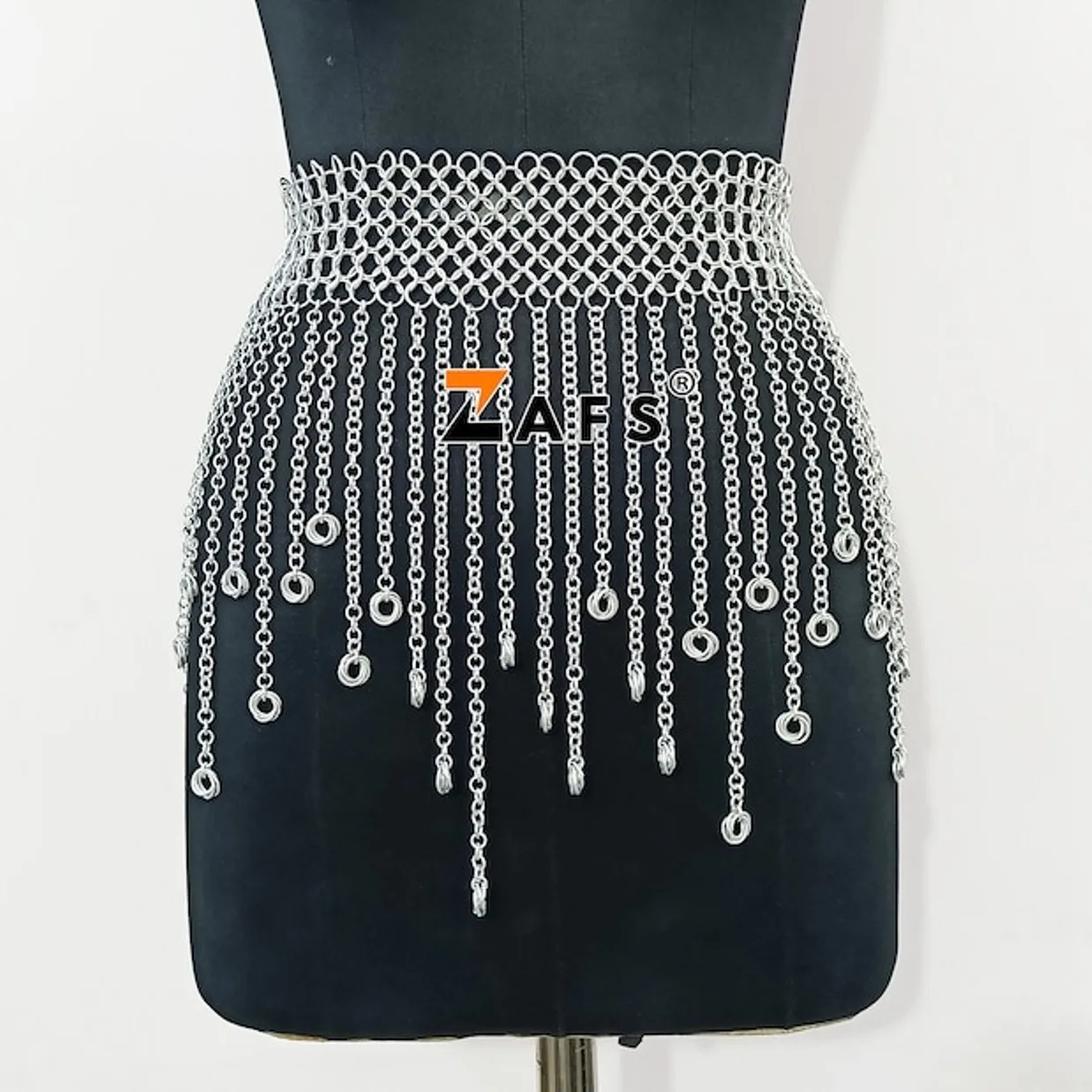 Chainmail Belt Small Chain Layers Aluminum Waist Belt Medieval Ren Faire Mini Skirt, Fringed Belt, Halloween Gift