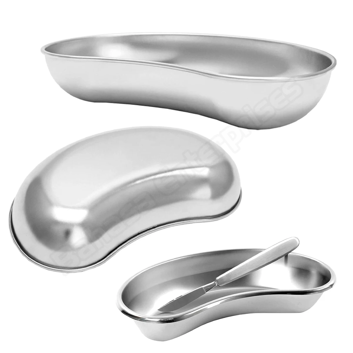 4 Pcs Kidney Tray 12,10,8,6 inch Stainless Steel Emesis Basin Kidney Shaped Emesis Bowl Reusable Metal Kidney Dish