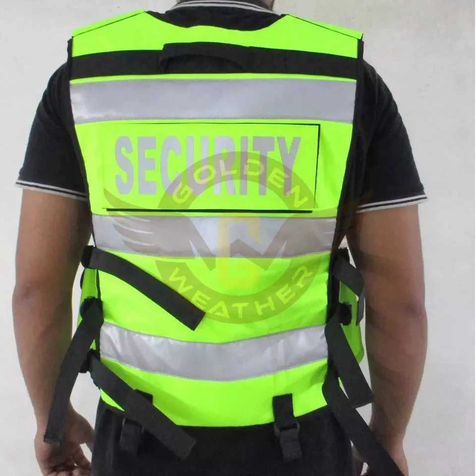 OEM Design Green Color Security High Visibility Reflective Vest Front Zipper Cheap Price Safety Vests Hi Viz Tactical Vest
