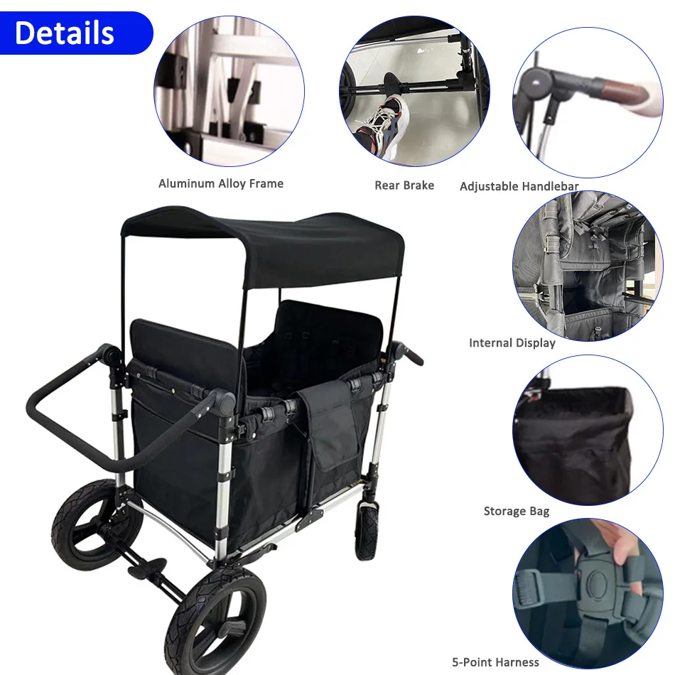 JXB Top Seller 600D Fabric Push Pull Folding Stroller Wagons Titanium Series