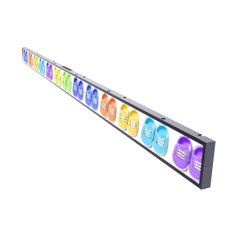Custom supermarket shelve stretched lcd advertising display signage screen advertising lcd bar stretch display