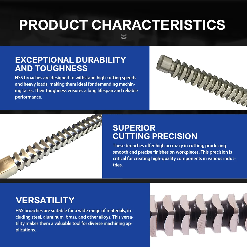 HSS Broaches Set Square Hole Broaching tools Involute Spline Broaching cutting tools for CNC Router Metalworking