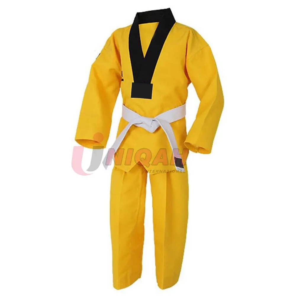 Унисекс детская желтая форма для тхэквондо настраиваемый MMA marty Karate Hapkido Тренировочный Набор школы или Академии спортзала