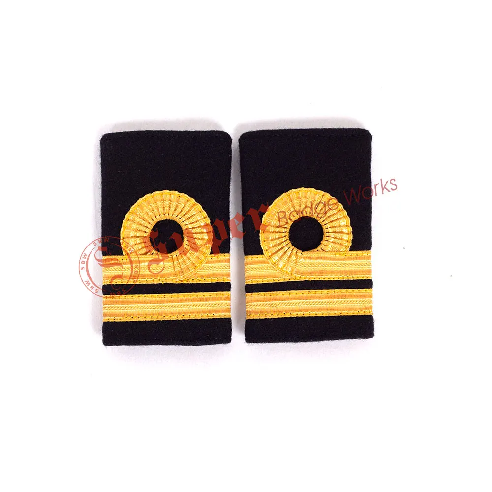 OEM High Quality Cadet Trainee Pilot Officer Gold Black Epaulettes Unisex Custom Uniform Badges for Airline Use