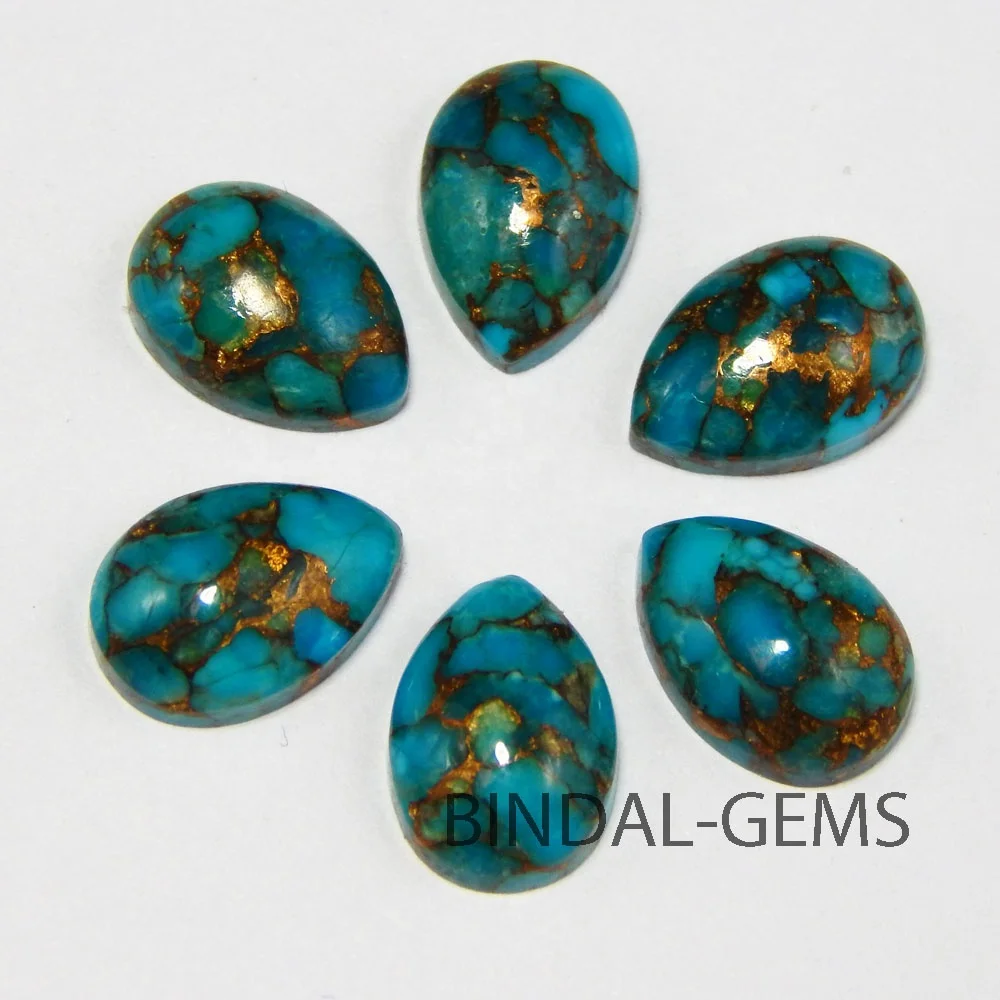 New Arrival Natural Blue Copper Turquoise Pear Shaped Loose Gemstone For Jewellery