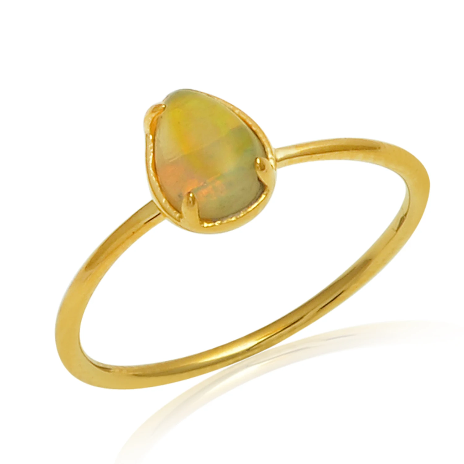 Online store hot sale gold plated 925 sterling silver opal gemstone zircon ring for wedding gift jewelry