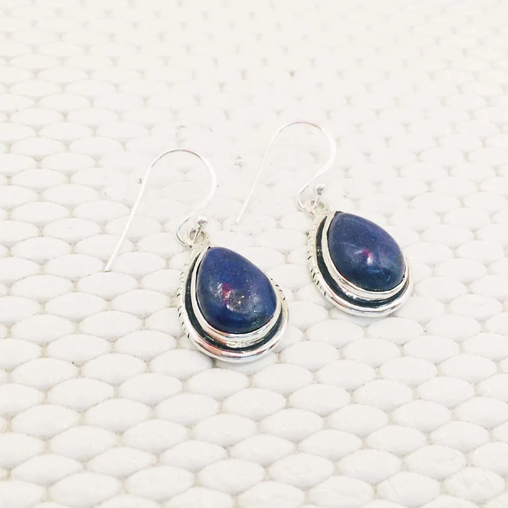 925 Silver Lapis Lazuli Cab Earrings Women Fashion 925 Sterling Silver Earring Wholesale Sterling Indian Silver Jewelry Earrings