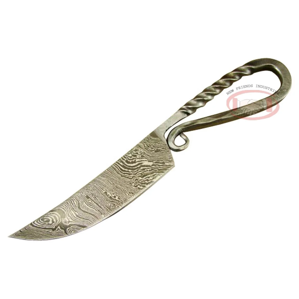 Высококачественный ручной Кованый дамасский Универсальный нож средневековый витой кухонный Викинг с кожаными ножнами