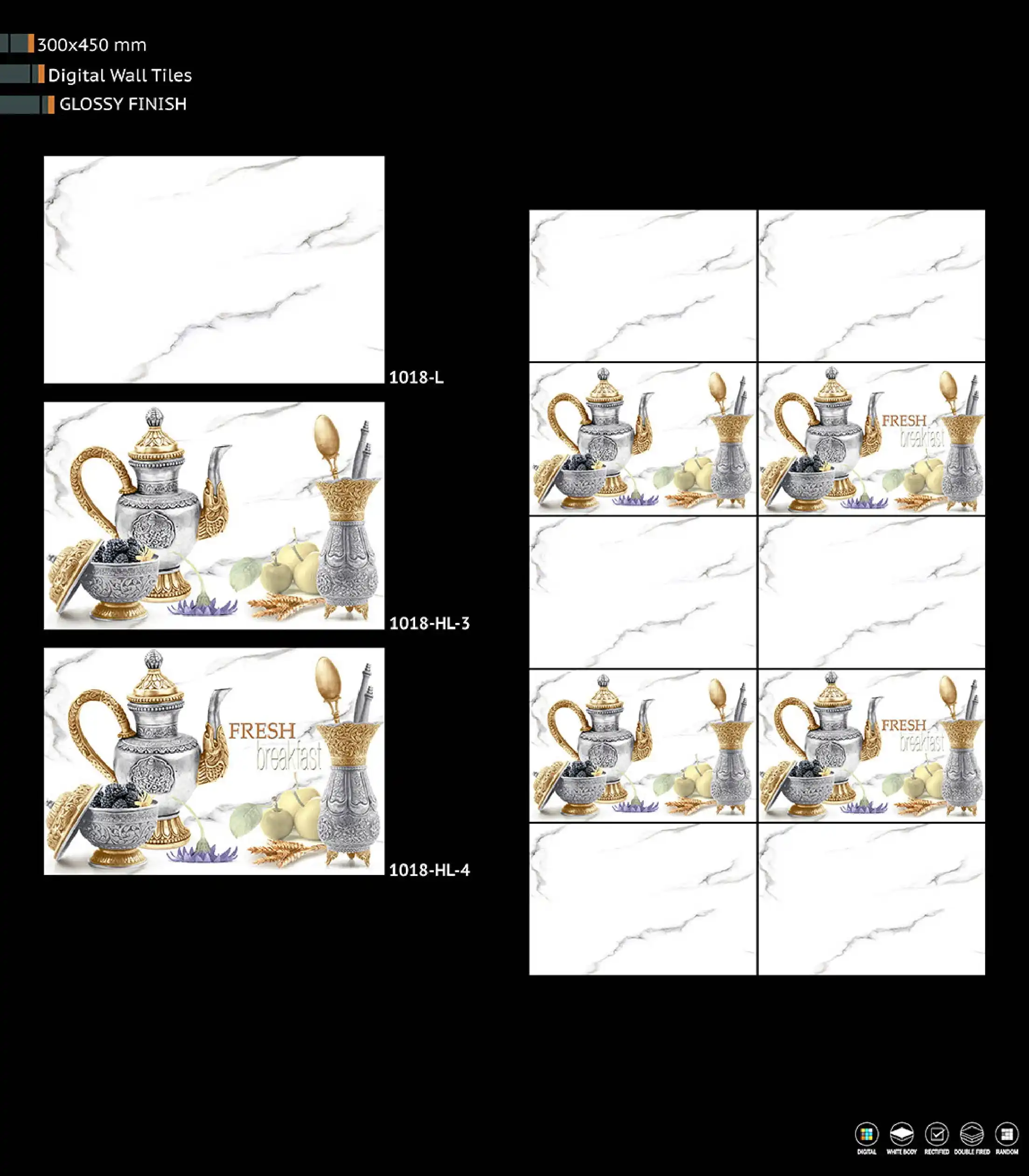 300x450 GLOSSY SURFACE FINISH DIGITAL WALL TILES FOR KITCHEN MADE IN INDIA USAGE APARTMENT FARM HOUSE HOTELS