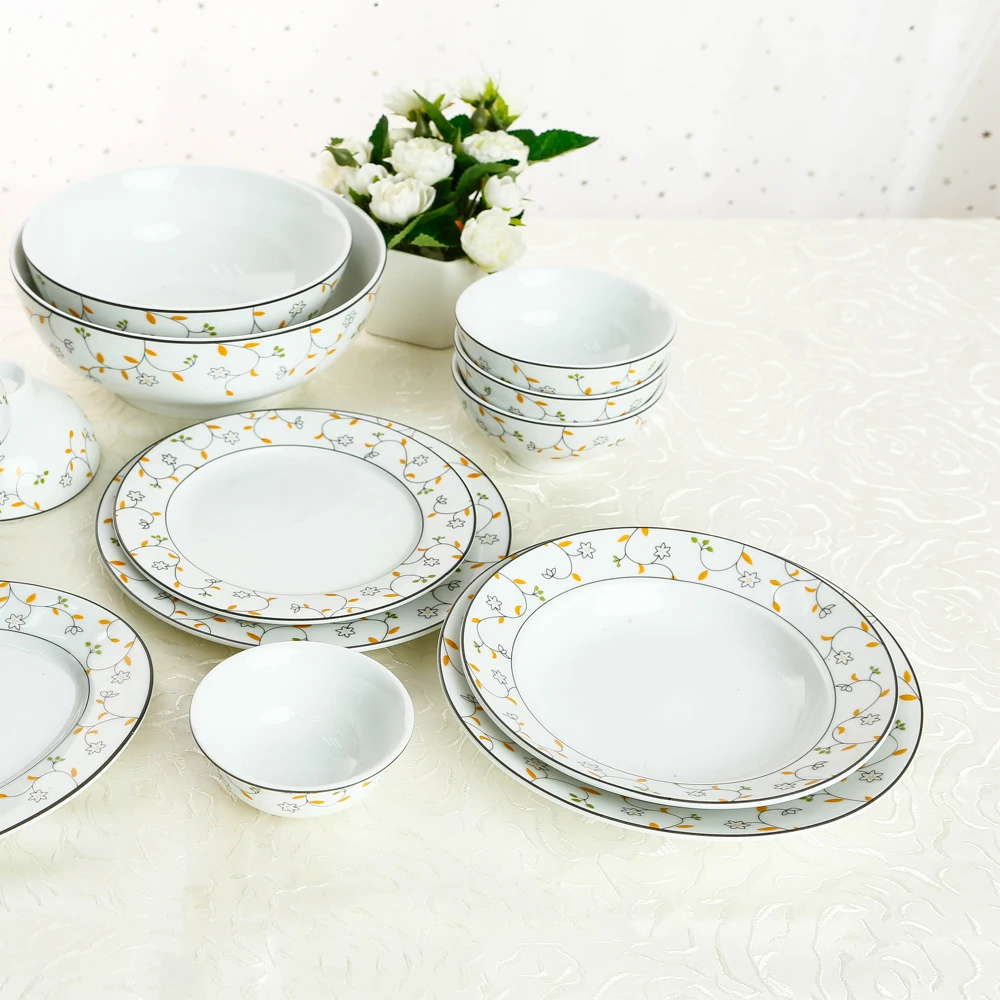 OEM 8' Deep plate  floeral pattern A03 porcelain tableware for high quality hotels and restaurants wholesale manufacture