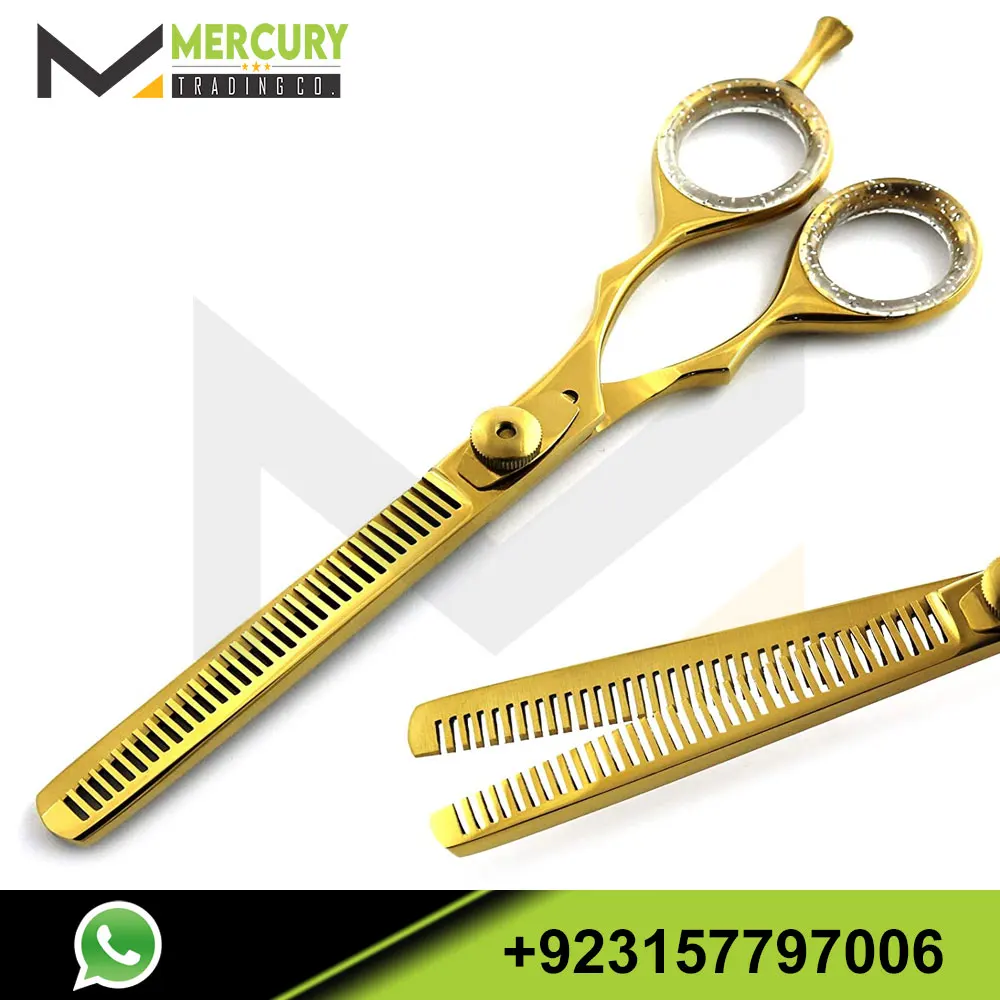 Professional Gold Barber Double Thinning Shears 6' Salon Hairdressing Hair Cutting Trimming Scissor