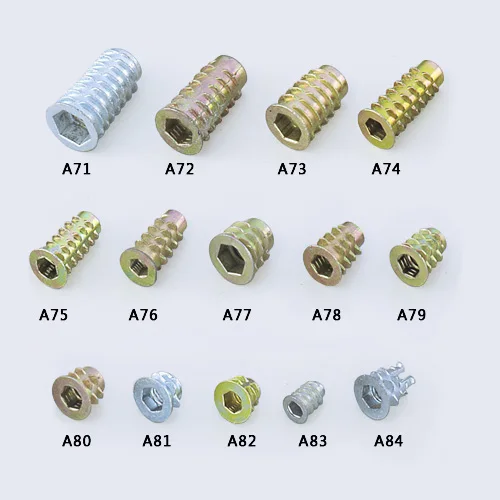 Zinc Alloy Hex Socket Drive Threaded Insert Nuts For Wood Furniture