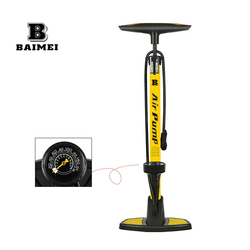 BM Customizable Portable Bikes Pump for With Barometer 160PSI High Pressure hand air Floor pump Ball Inflator bicycle pump