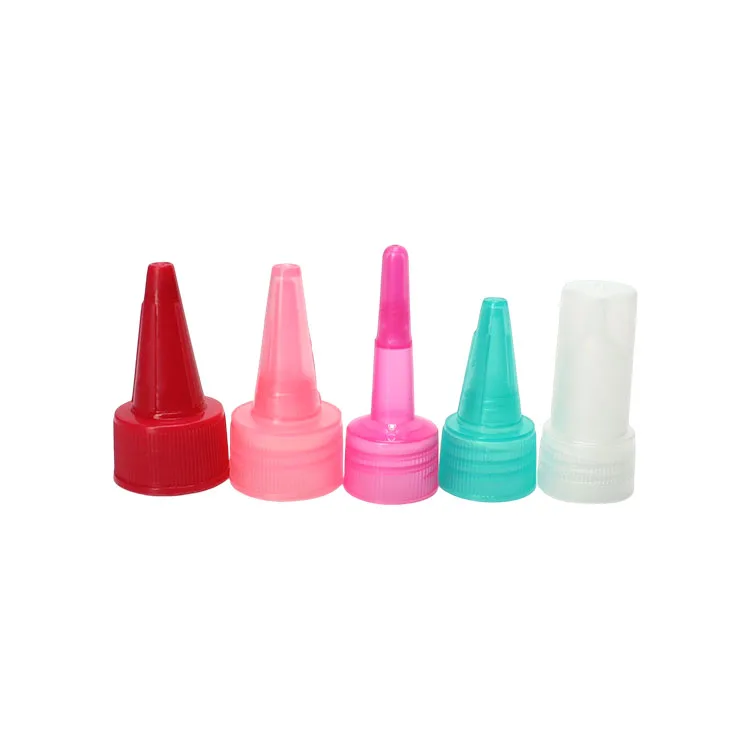 Custom  screw plastic sharp pointed mouth twist cap lids push pull bottle cap for squeeze bottle
