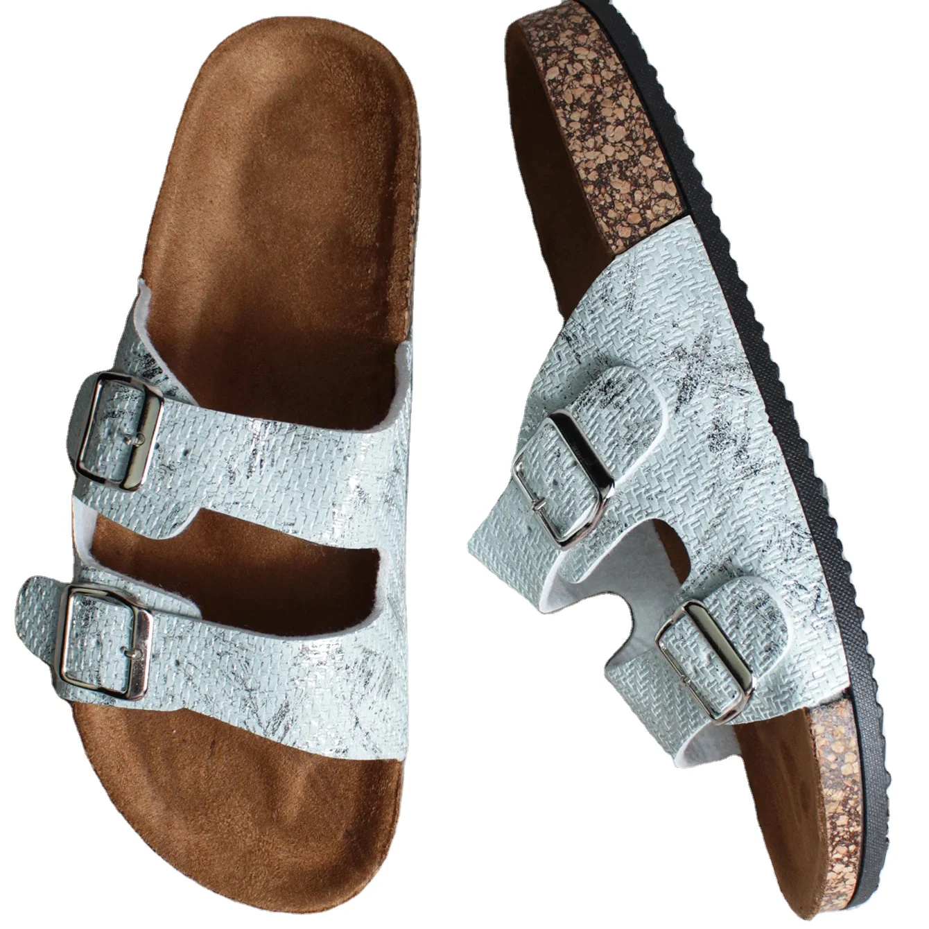 Hot Sale Taupe Cow Suede Leather Flat Sandals Birken Slide Sandals Stocks Women Summer Slip