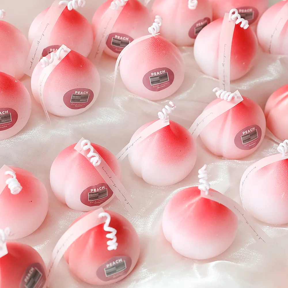 Wholesale Homemade Candle Scented Bubble Peach Fruit Food Cute Aromatherapy Small  Gift Home Decor Cube Soy Wax Candles