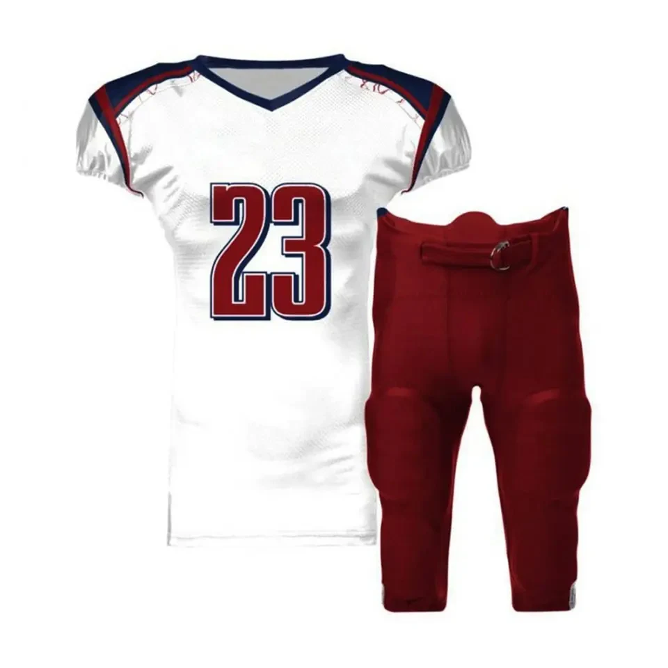 Custom Wholesale Sublimated High Quality Latest American Style Football Jerseys & Pant Set American Football Uniform