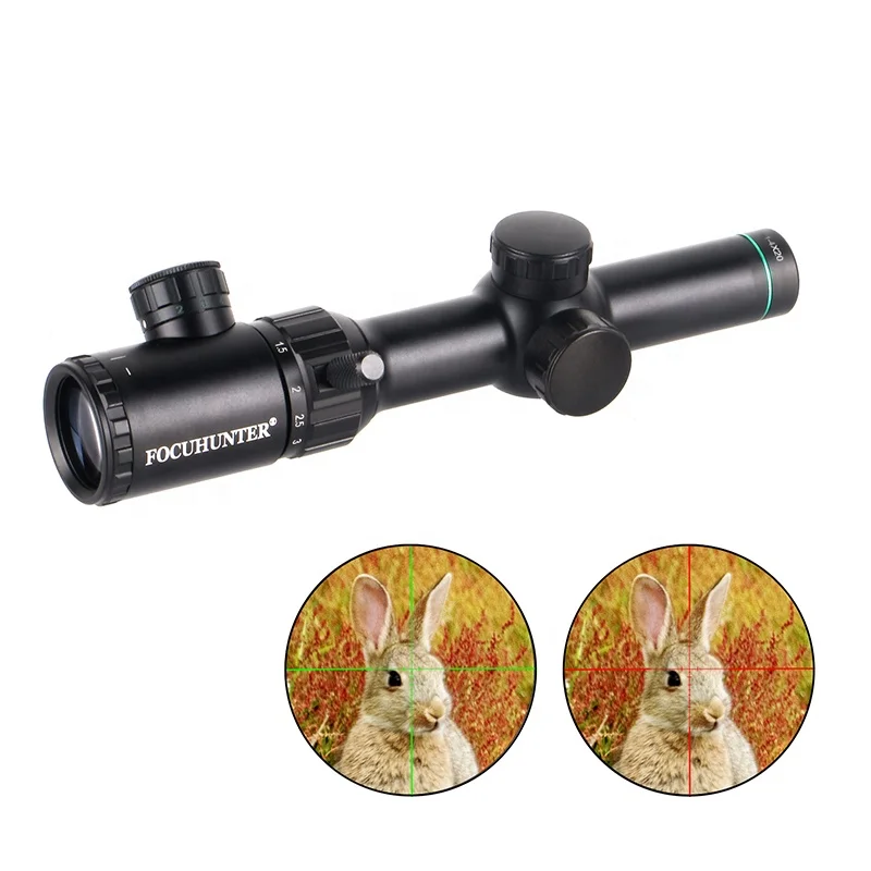 FOCUHUNTER Tactical Best Mid-Range 6061 Aluminum Scope 1-4X20 adjustable Red Green Illumination scope Hunting Scope