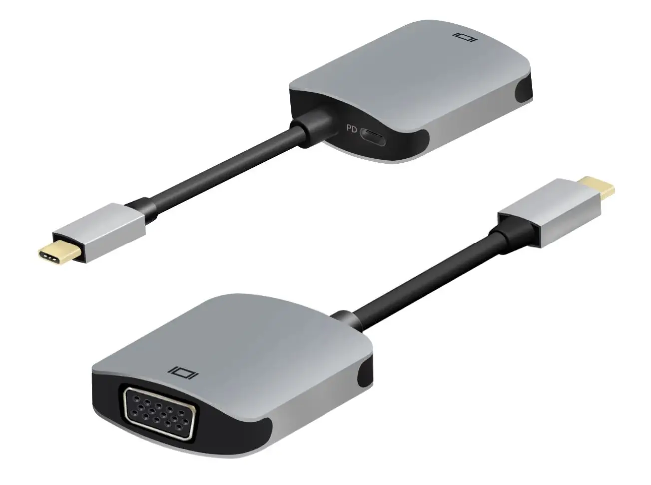 factory wholesales USB C to VGA Adapter 2 in 1 Hub USB3.0 Type C to 4K30Hz 1080P30Hz VGA