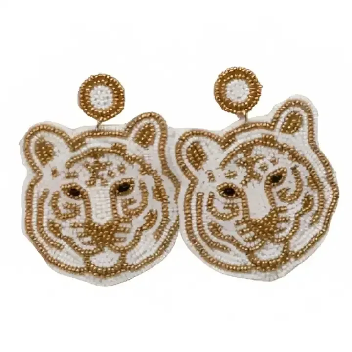 Purple beaded game day football earrings red beaded game day football embroidery seed bead earrings Etsy