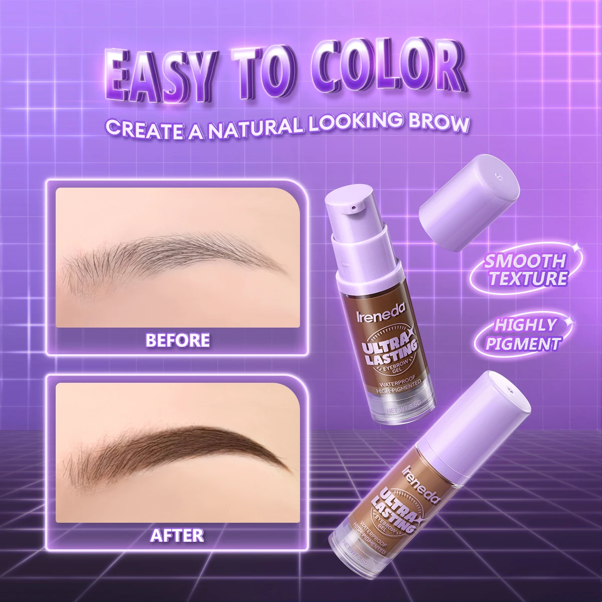 Ireneda IR-E05 Professional Brow Tint Long Lasting Eyebrow Balm Colored Brow Gel