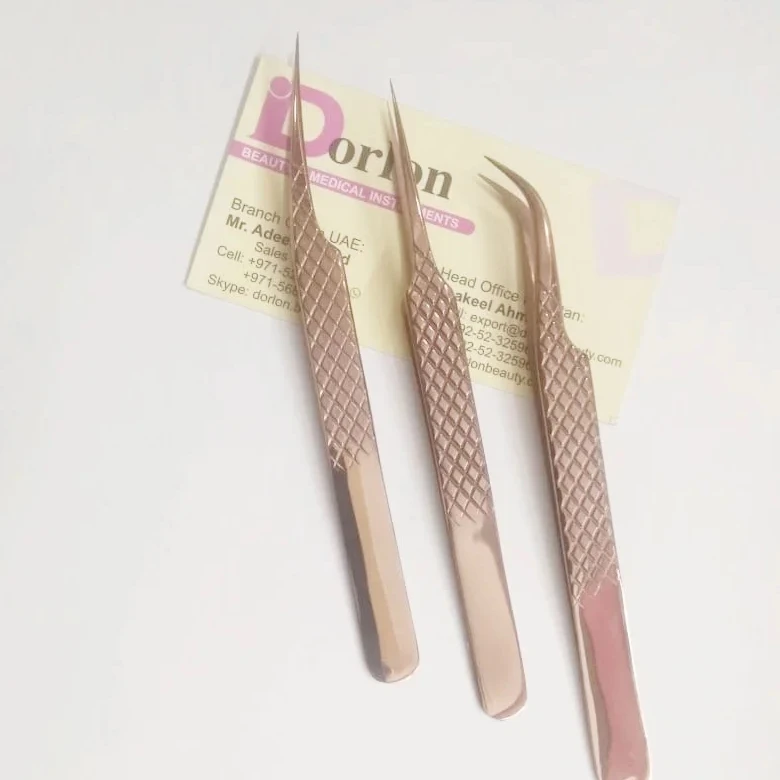 Rose Gold Plasm Finish Volume Isolation Eyelash Extension Tweezers Sustainable Stainless Steel Curved Lash Volume Tweezers