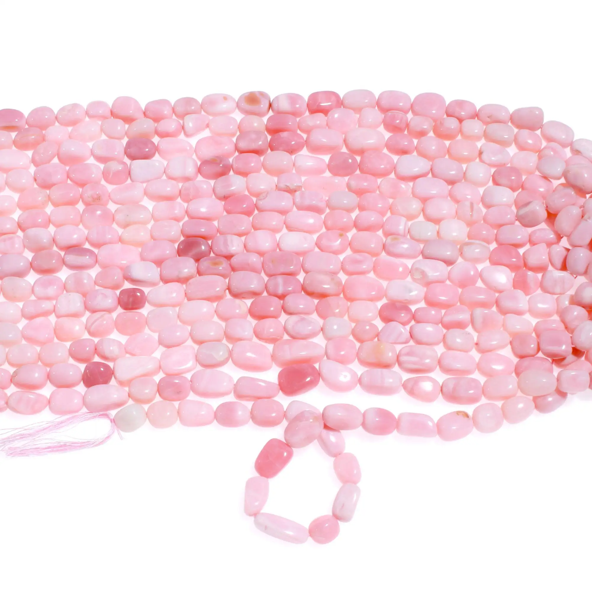 AAA+ Quality Pink Opal Smooth Tumble Shape Beads, 16 Inches Strand, 10X12 mm Pink Opal Plain Nuggets Gemstone Beads for Jewelry