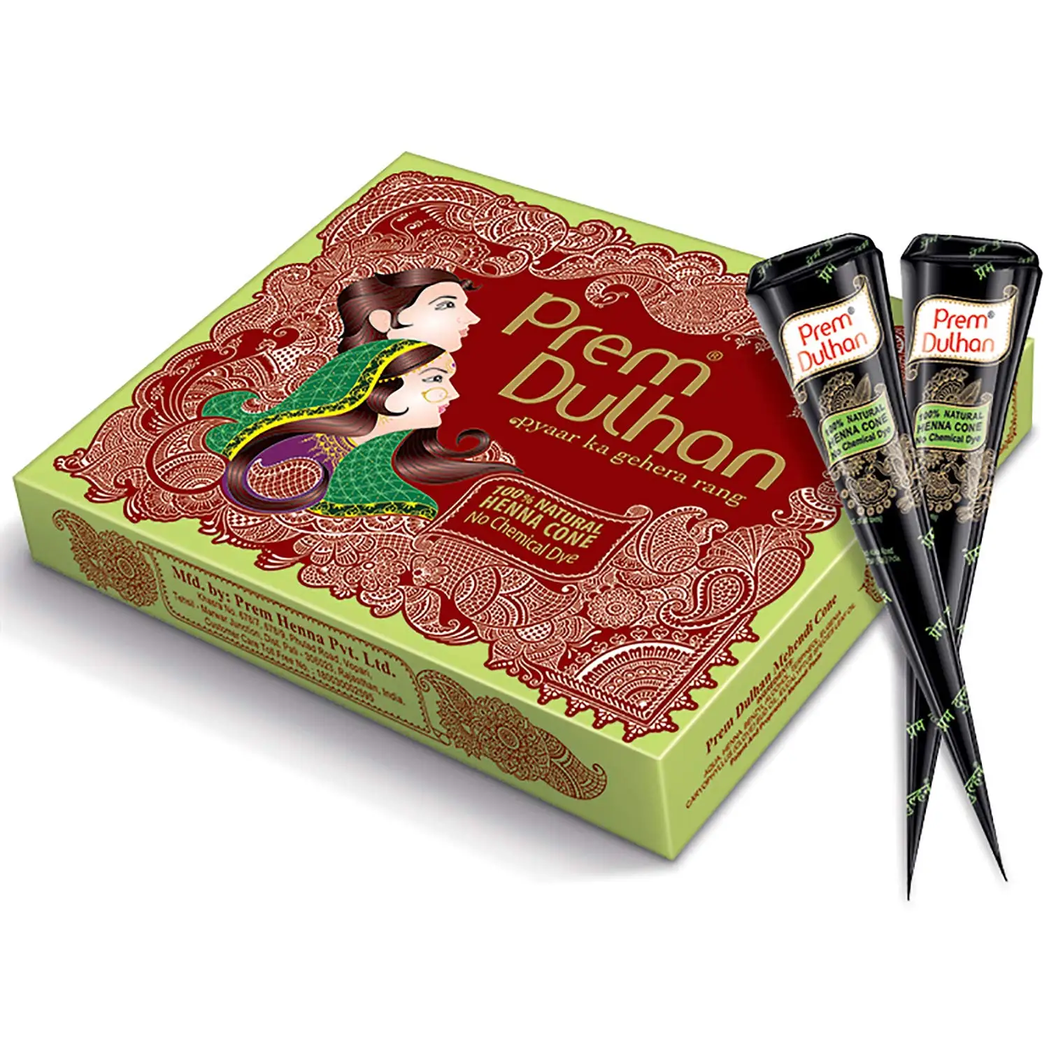Organic Perm Dulhan Natural Henna cone pack of 12 piece