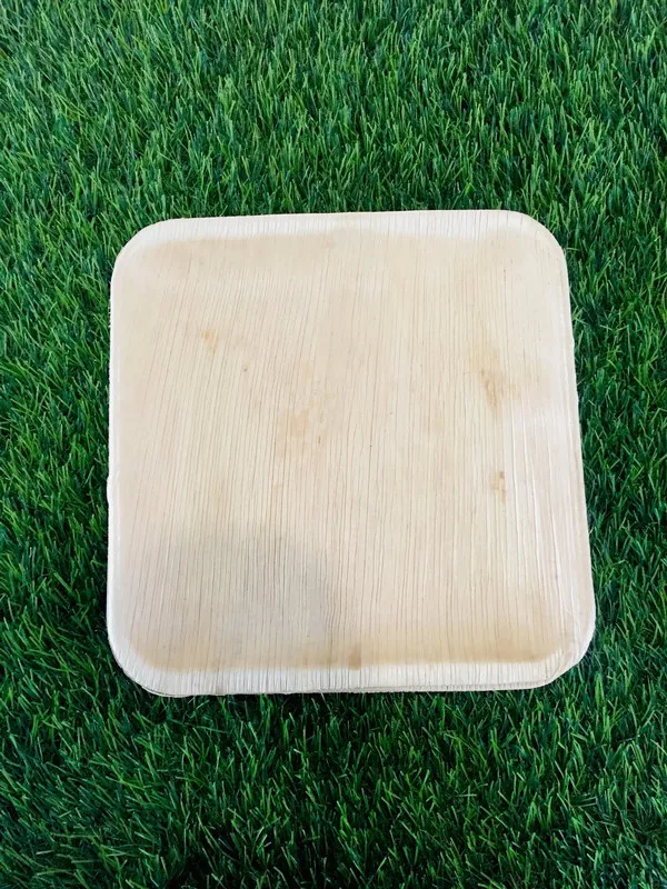 Home and Hotel Party ware Natural Areca Leaf Flatware 10 Inches Square Plates Custom Made biodegradable Natural & Compostable
