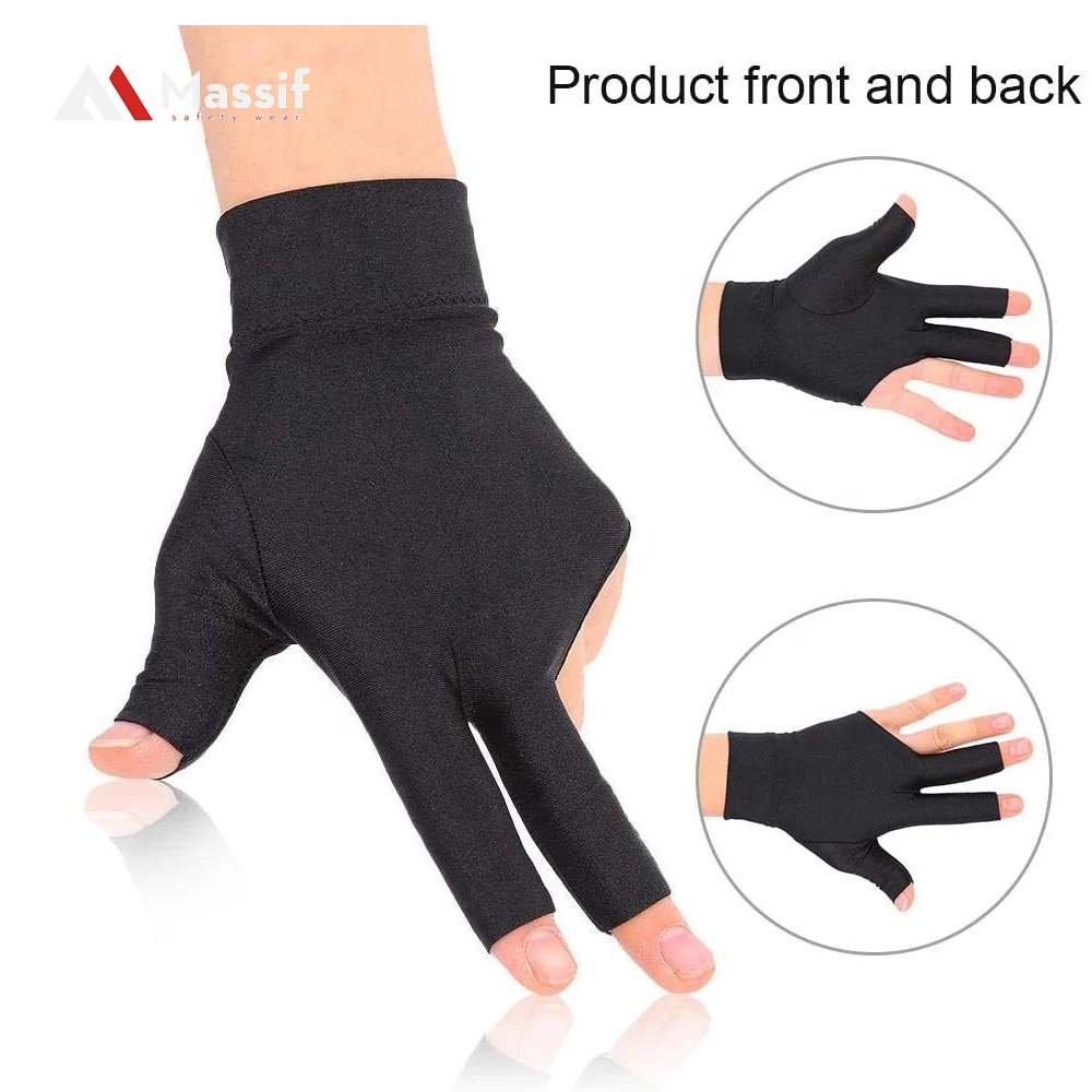 Wholesale Custom Billiards Gloves Non Slip Pad 3 Fingers Pool Cue Shooting Snooker Shooters Gloves For Left or Right Hand