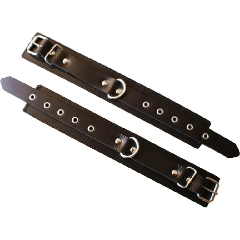 HMB-404C LEATHER WRIST BAND BRACELET DOUBLE STRAPS CUFFS GOTHIC STYLE BANDS WRISTBAND BDSM CUFF