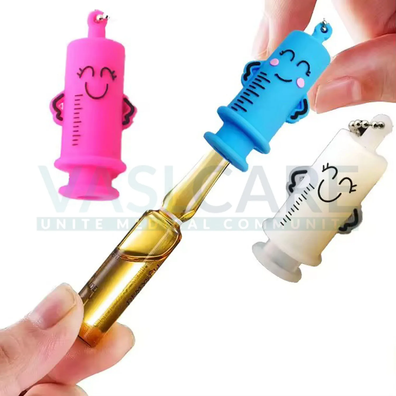 Nurse Ampoule Opener Medical Glass Bottle Abre Ampolla Jeringa Opening Breaker Rubber Keychain Ampoule Opener Silicone Syringe