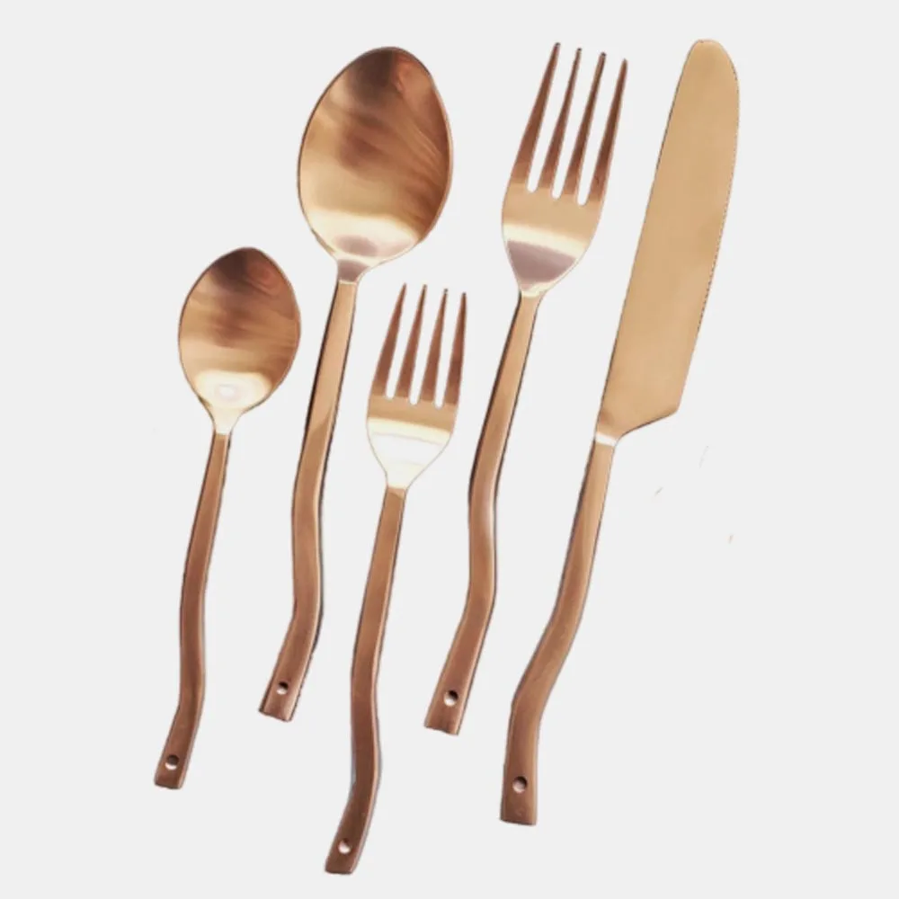 Cost Effective Price Top Notch Quality Rose Gold Color Sustainable Flatware Handmade Forged Cutlery Set from Best Manufacturer