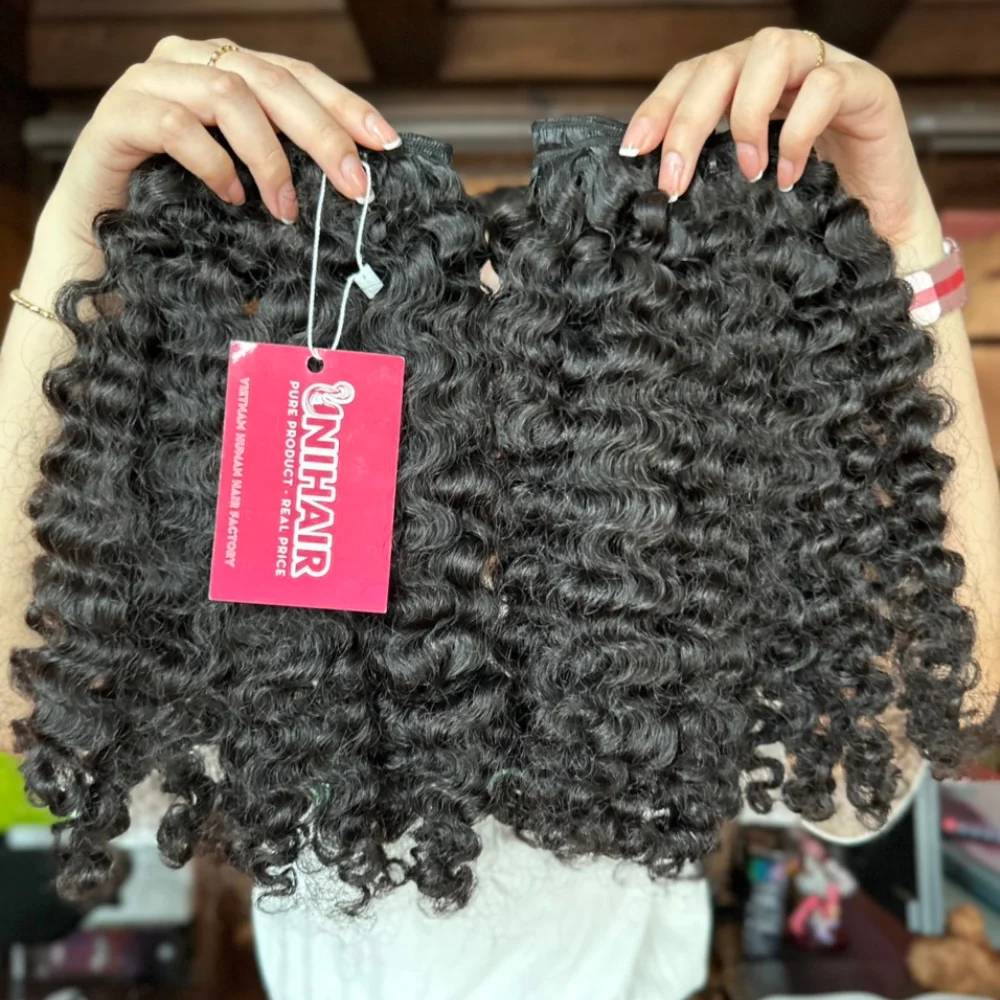 Hot Sale Vietnamese Raw Burmese Curly Hair Unprocessed Virgin Natural Color Vietnamese Virgin Cuticle Aligned Human Hair