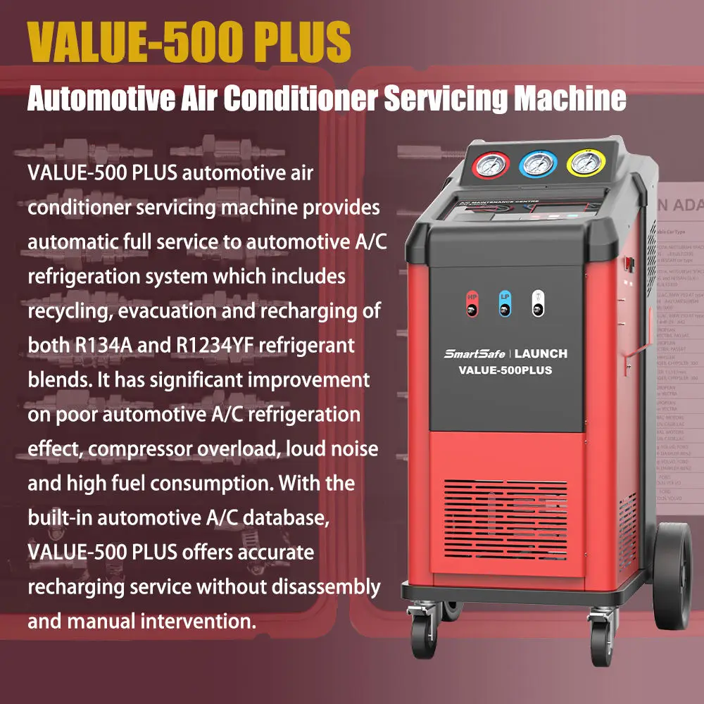2023 LAUNCH Car Refrigerant Recovery Tools AC Flushing Machine Automotive Portable Car Air Condition Launch Value 500 Plus