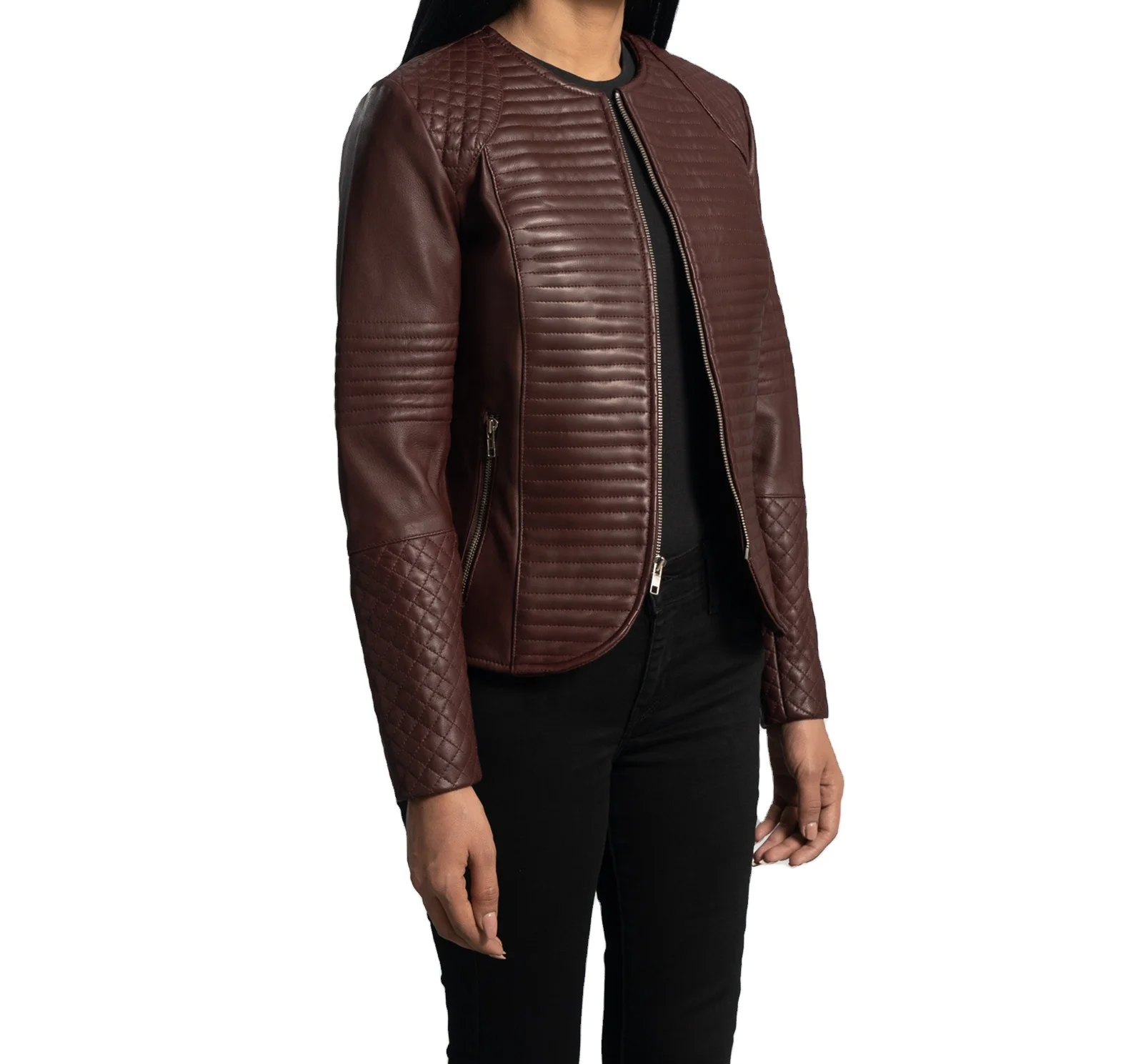 Wholesale Fashion Faux Soft PU Leather Jackets Autumn Short Coat Motorcycle Button Coat Female PU Jacket Plus Size