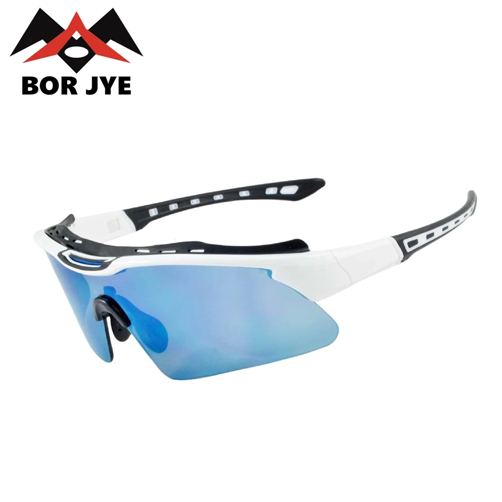 Borjye J121B Wholesale adult one piece blue lens outdoor biking glasses