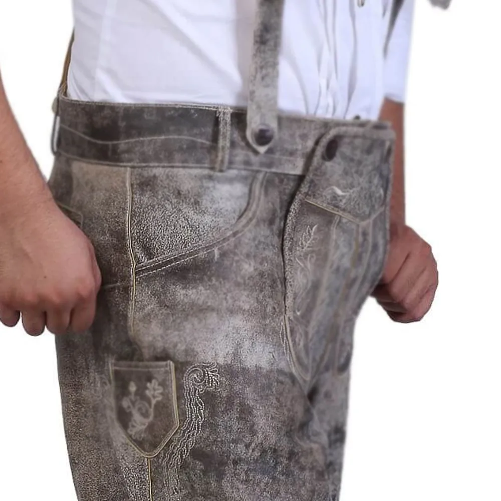 Windproof Breathable Soft Fabric High Street Wear Lederhosen Leather Embroidered Shorts Quick Dry Leather Embroidered Shorts