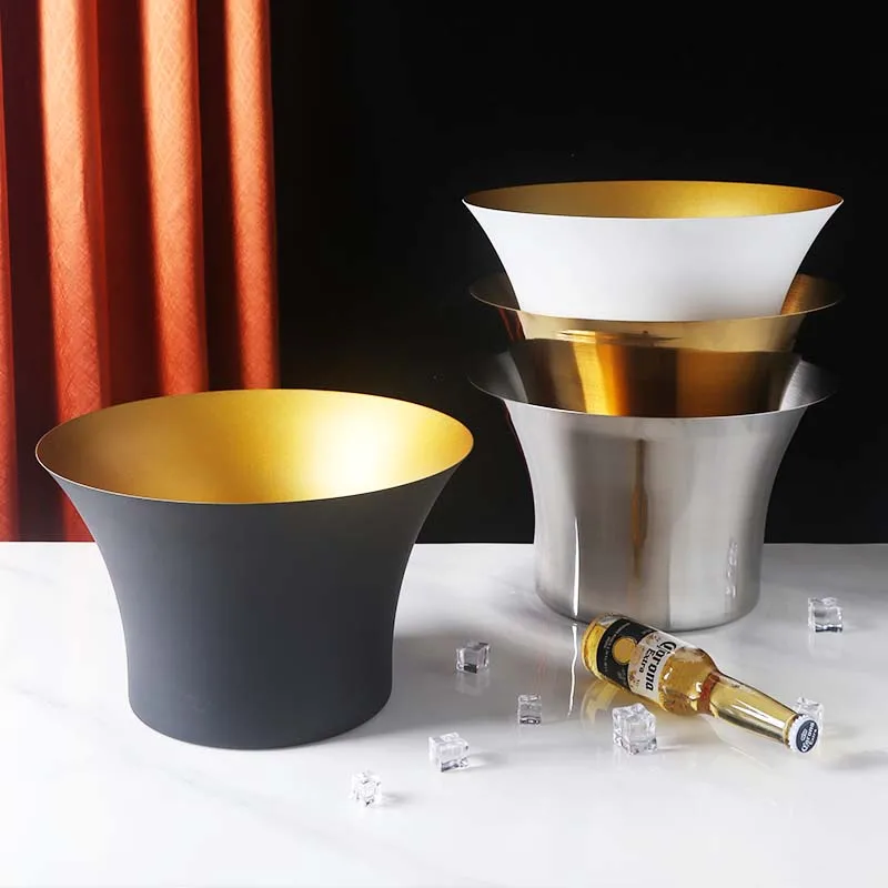 Factory Supplier Gold/platinum/black Gold /Silver12LWine Barrel Upscale Food Grade Professional  Ice Bucket