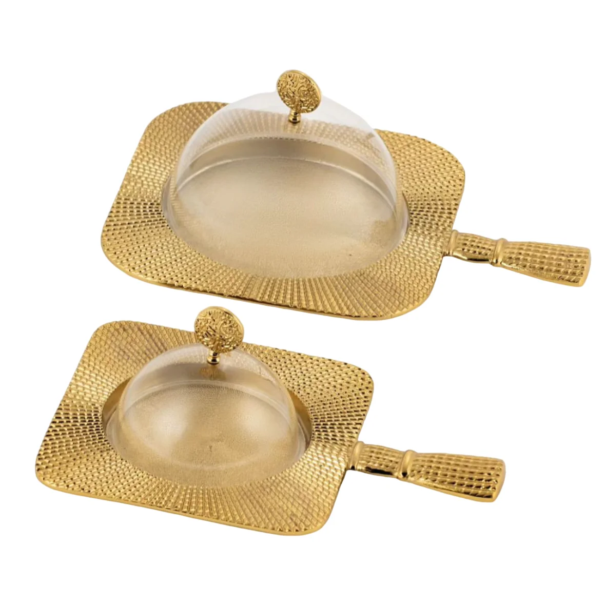 Square Shape Designer Metal Home Decorative Cake Dome And Display Stand Gold Color Shiny Plated Handcrafted Designer Fancy Look