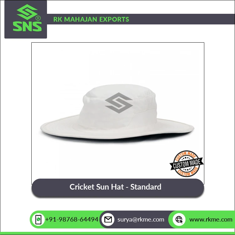 Best Selling Excellent Quality Kids & Adults Sizes Embroidered Polyester Cotton Sports Cricket Sun Hat - Standard from India