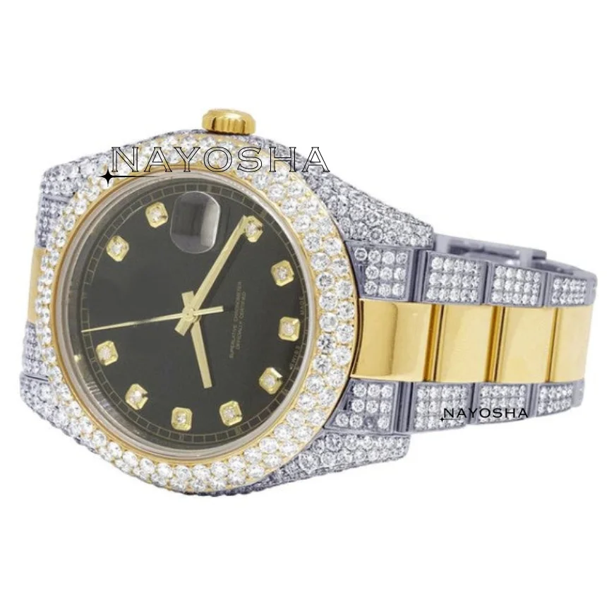 Glittering Black Round Designed Diamond Bezel Watches Assortment Perfect Harmony Bezel Watch Unisex Watches for Fashionista