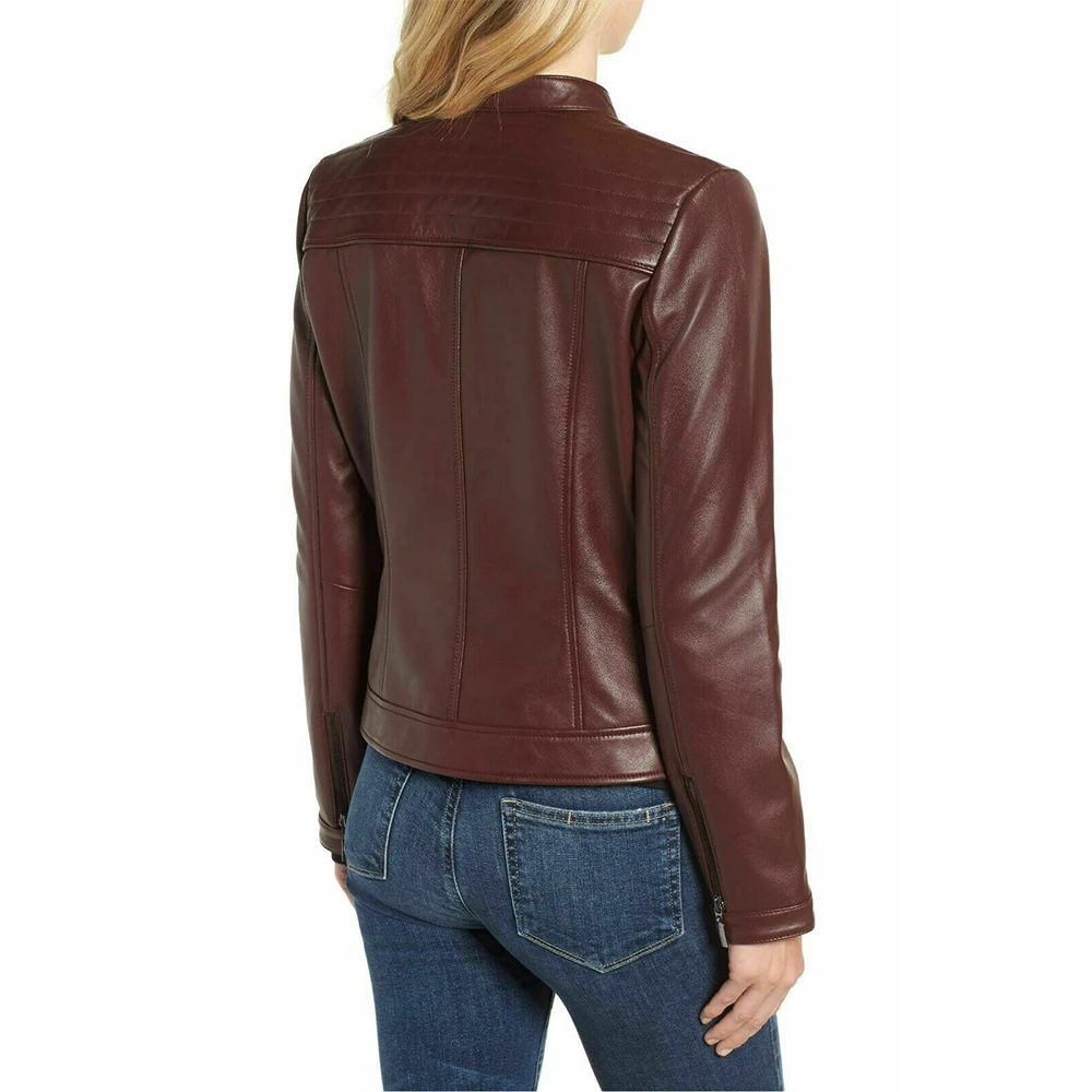 Top Selling Leather Jackets For Girls Long Sleeves Stand Collar Waterproof Biker Jackets made in Pakistan