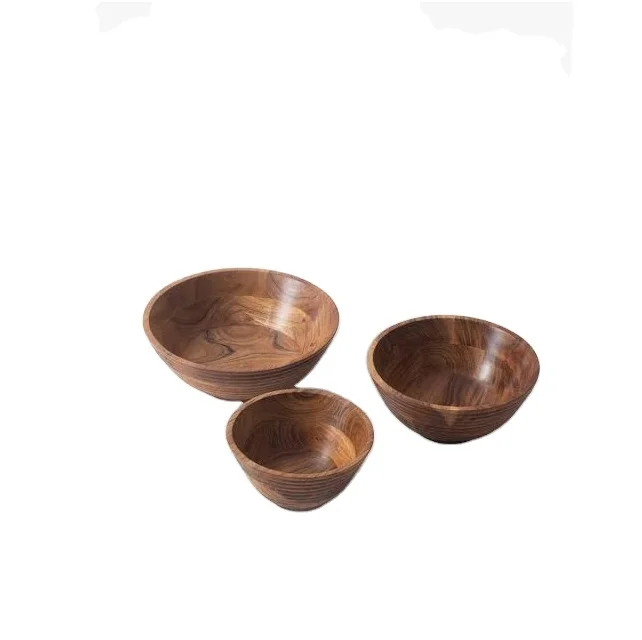 Decorative Dinnerware Wood Salad Bowl New Most Selling Wooden Bowl with Sturdy Finished for Salad and Serving Use for Home