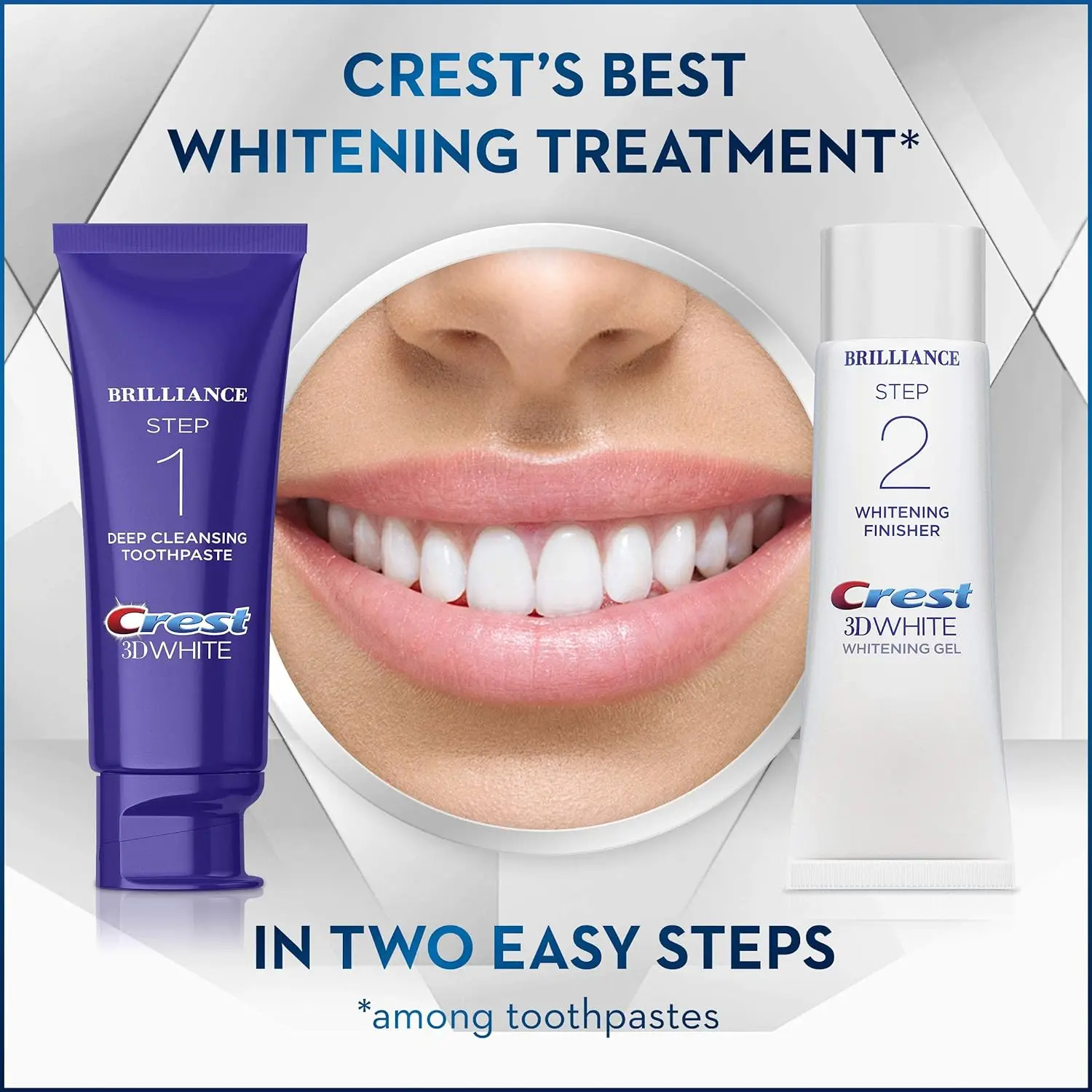 Crest 3D White Brilliance 2 Step Kit, Deep Clean Toothpaste (4oz) + Teeth Whitening Gel (2.3oz)