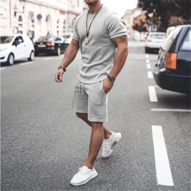 Custom made short set men summer and spring wear premium quality summer sets for men with your own logo