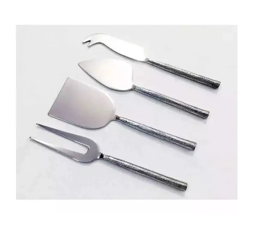 New Wooden Handle Cheese Set of 4 Metal Cheese Spoon And Fork Metal Design Metal Flatware In Wholesale Price Cheese Spreader
