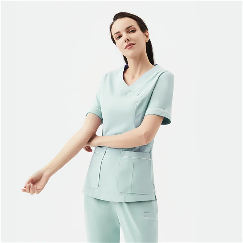 Custom Women Nursing Scrub Jogger Hospital Sets Zip Reusable Stretchy Beautician Scrubs Uniforms Nurse Uniform Medical Scrubs