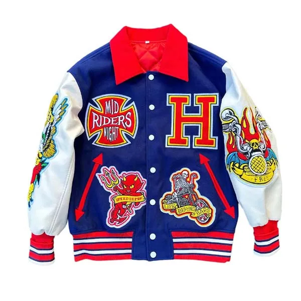 Custom Logo Wool Chenille Embroidery Baseball Letterman Jackets Men Custom Design And Color Leather Sleeve Varsity Jacket